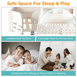 Acheter allomn Lit enfant 140 x 190 cm avec protection antichute, étagère et sommier à lattes - blanc