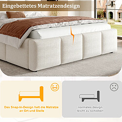 Avis Onever Lit double rembourré 180 x 200 cm avec tête de lit bouclée et sommier à lattes - beige