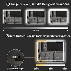 Acheter Miroir salle de bain LED 80x60 cm Bluetooth horloge antibuée – tactile mémoire