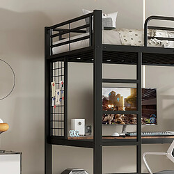 Acheter Onever Lit mezzanine 90 x 200 cm avec bureau et armoire intégrés, métal et MDF - noir