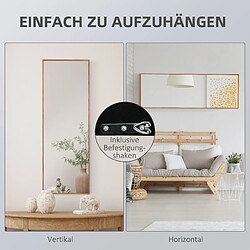 Miroir mural pleine longueur 125x45 cm cadre bois naturel pas cher