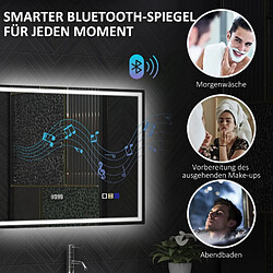 Avis Miroir salle de bain LED 80x60 cm Bluetooth horloge antibuée – tactile mémoire
