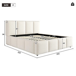 Onever Lit double rembourré 180 x 200 cm avec tête de lit bouclée et sommier à lattes - beige pas cher
