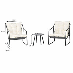 Avis Concept Usine Ensemble de jardin 2 fauteuils gris avec table basse ATRANI