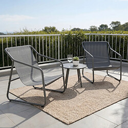 Concept Usine Ensemble de jardin 2 fauteuils gris avec table basse ATRANI pas cher
