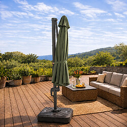 Concept Usine Parasol octogonal 350cm déporté vert en aluminium CASTILLO pas cher