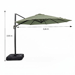 Avis Concept Usine Parasol octogonal 350cm déporté vert en aluminium CASTILLO