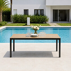Concept Usine Table de jardin 240cm 10 personnes avec plateau en verre trempé effet bois BRISBANE pas cher