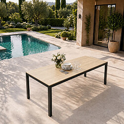 Acheter Concept Usine Table de jardin 190cm 8 personnes avec plateau en verre trempé effet bois BRISBANE