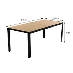 Avis Concept Usine Table de jardin 240cm 10 personnes avec plateau en verre trempé effet bois BRISBANE