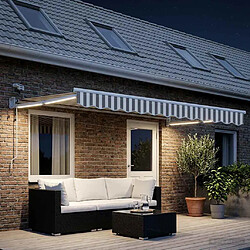 Avis vidaXL Auvent rétractable électrique Gris clair et blanc