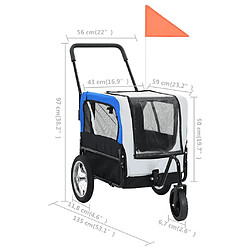 vidaXL Remorque de vélo pour chiens et poussette 2-en-1 gris et bleu pas cher
