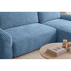 Casanova Canapé d'angle gros velours côtelé 4 places Droit Bleu clair pas cher