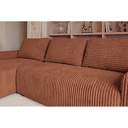 Acheter Casanova Canapé d'angle gros velours côtelé 4 places Gauche Terracotta
