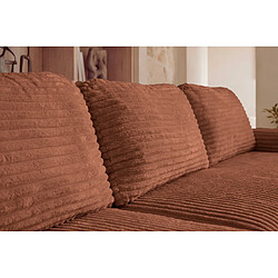 Casanova Canapé d'angle gros velours côtelé 4 places Gauche Terracotta pas cher