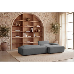 Casanova Canapé d'angle tissu chiné 3 places Gauche Gris foncé pas cher