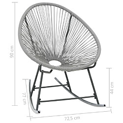 vidaXL Chaise à bascule d'extérieur forme de lune Gris Résine tressée pas cher