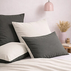 Avis A demain Taie d'oreiller en Coton Biologique - 65x65 - Gris fonce