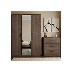 Avis PARISOT AZUKA - Chambre adulte 140x190 - Lit, 2 chevets, commode et armoire