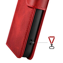 Zanaé Étui Portefeuille pour iPhone 16 Pro Édition Columbia avec Fonction Support Rouge pas cher