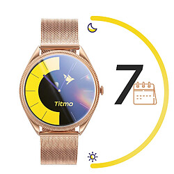 Titmo Montre Connectée Appel avec Écran AMOLED Suivi Sport Santé IP68 Rose champagne pas cher