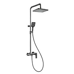 Avizar Colonne de Douche avec Mitigeur / Douche Pluie / Douchette Finition Chromé Noir 