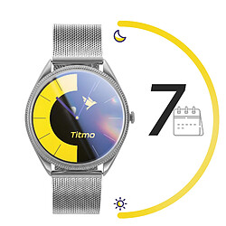 Titmo Montre Connectée Appel avec Écran AMOLED Suivi Sport Santé IP68 Argent pas cher
