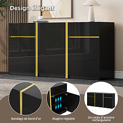 Avis DZMDIP Buffet de rangement moderne 3 portes 2 tiroirs grande capacité salon entrée, noir