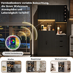 Avis DZMDIP Buffet de cuisine 180 cm LED RGB avec casier à vin, USB-C, tiroirs et rangements