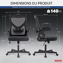 Acheter Rolipo Chaise de bureau ergonomique, dossier réglable de 90 à 110° noir