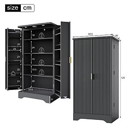 DZMDIP Buffet de cuisine noir 120 cm avec LED étagères réglables et rangement pas cher