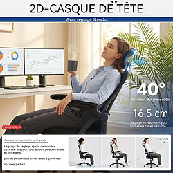 Acheter Rolipo Chaise de bureau ergonomique en maille, avec accoudoirs rabattables, 150 kg noir