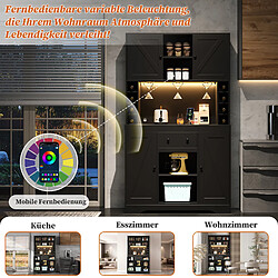Avis DZMDIP Buffet de cuisine 180 cm avec casier à vin, LED RGB, USB et rangements modulables