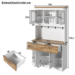DZMDIP Buffet de cuisine 106×39×176 cm avec vitrines, tiroirs, étagères et rangement pas cher