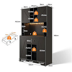 DZMDIP Buffet de cuisine 180 cm avec casier à vin, LED RGB, USB et rangements modulables pas cher