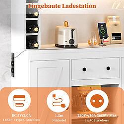 Acheter DZMDIP Buffet de cuisine 180 cm avec casier à vin, LED RGB, USB et rangements modulables,blanc