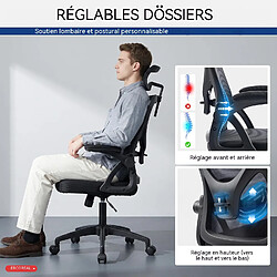 Avis Rolipo Chaise de bureau ergonomique en maille, avec accoudoirs rabattables, 150 kg noir