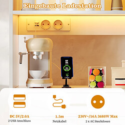 Acheter DZMDIP Buffet de cuisine 185 cm avec LED, USB, vitrine et étagères réglables