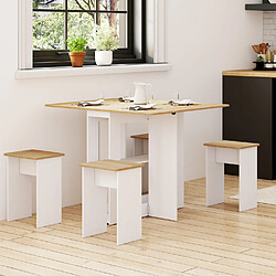 Idmarket Table pliable+4 tabourets B/BL pas cher