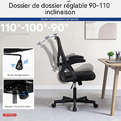 Avis Rolipo Chaise de bureau ergonomique, dossier réglable de 90 à 110° noir