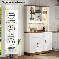 Avis DZMDIP Buffet de cuisine vintage 185x105x40 cm -LED RGB, 3 tiroirs,2 ports USB et prises intégrées