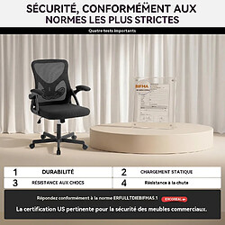 Rolipo Chaise de bureau ergonomique, dossier réglable de 90 à 110° noir pas cher