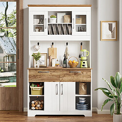 Avis DZMDIP Buffet de cuisine 106×39×176 cm avec vitrines, tiroirs, étagères et rangement