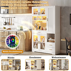 Avis DZMDIP Buffet de cuisine 185 cm avec LED, USB, vitrine et étagères réglables
