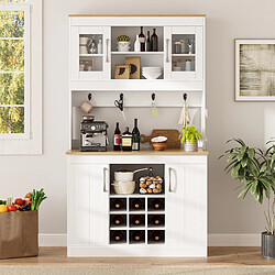 Avis DZMDIP Buffet de cuisine 175 cm avec vaisselier portes vitrées casier à vin rangement