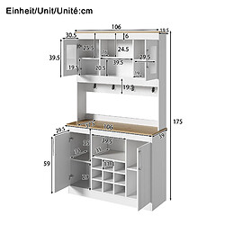 Acheter DZMDIP Buffet de cuisine 175 cm avec vaisselier portes vitrées casier à vin rangement