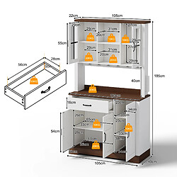 DZMDIP Buffet de cuisine vintage 185x105x40 cm -LED RGB, 3 tiroirs,2 ports USB et prises intégrées pas cher