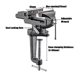 Teeno Etau d'établi 85mm avec base pivotante à 360 degrés, en acier moulé, force de serrage pas cher