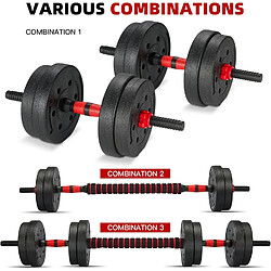 TEENO kit haltères 15kg, haltères + barre, fitness musculation pas cher