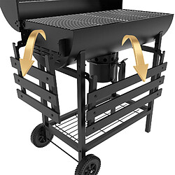 Acheter TEENO chariot BBQ bois, grill XXL charbon avec couvercle, thermomètre, cendrier